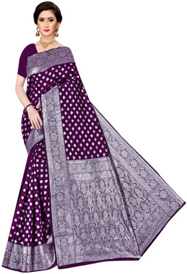 Radharani fusion Woven Banarasi Jacquard Saree(Purple)