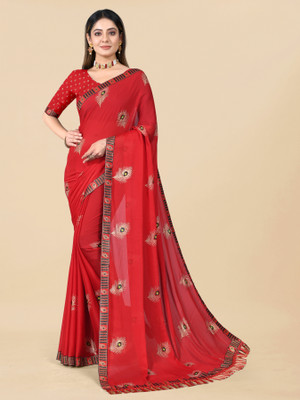 RHEY Printed Bollywood Georgette Saree(Red)