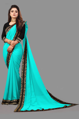 61&7nx Embroidered Bollywood Georgette Saree(Blue)