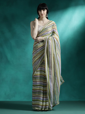 Sangria Embellished Daily Wear Georgette Saree(Green)