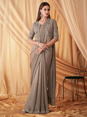 Sareemall Embellished Bollywood Georgette Saree(Grey)