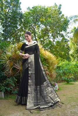 KOTHARI SBT Self Design Bandhani Organza Saree(Black)