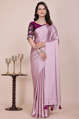 Ttex Solid/Plain Bollywood Silk Blend Saree(Maroon)