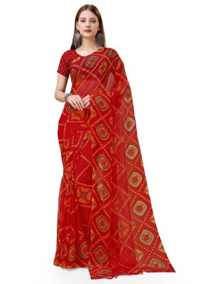 Bansi Ecom Printed Daily Wear Chiffon Saree(Red)