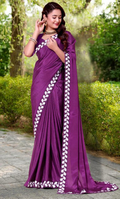 jayant creation Embroidered, Solid/Plain Bollywood Georgette Saree(Pack of 2, Purple)