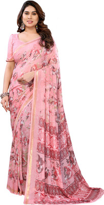 Moda Rapido Floral Print Bollywood Georgette Saree(Pink)