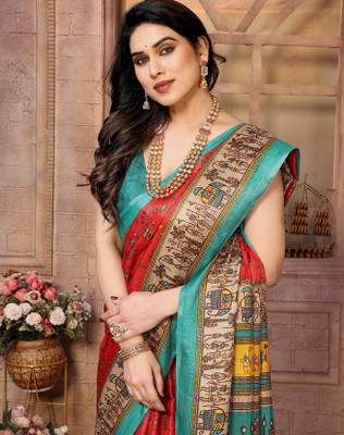 YASHIKA Printed Bollywood Art Silk Saree(Red)