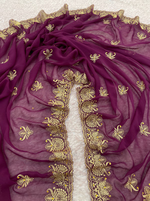 Miloz Embroidered Bollywood Georgette Saree(Magenta)