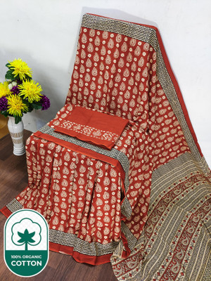 ARSH ENTERPRISE Printed Handloom Pure Cotton Saree(Red)