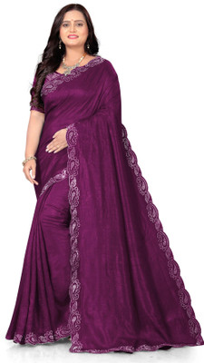 MAMTAIMPEX Self Design Bollywood Georgette Saree(Purple)