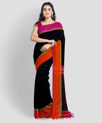 MINATIPVTLMT Embellished Maheshwari Cotton Silk Saree(Black)