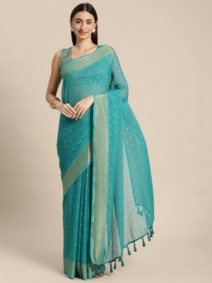 RekhaManiyar Printed Bollywood Chiffon Saree(Light Blue)