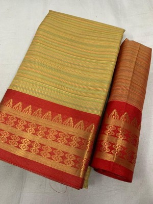 Hensi sarees shop Woven, Temple Border, Striped, Solid/Plain, Ombre, Dyed, Color Block, Checkered, Applique JAINSEM KHASI DHARA Cotton Silk, Jacquard Saree(Beige, Red)