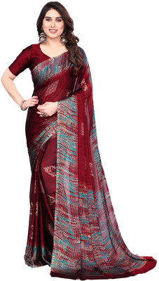 Magneitta Printed, Self Design Bollywood Chiffon, Georgette Saree(Maroon)