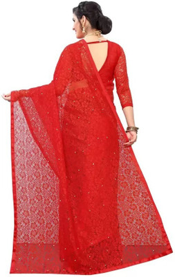NEXA Embroidered Bollywood Net Saree(Red)