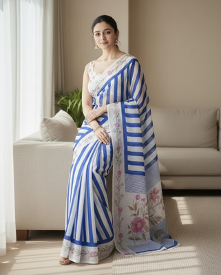 KAKADIYA CREATION Embroidered Bollywood Chiffon Saree(Blue, White)