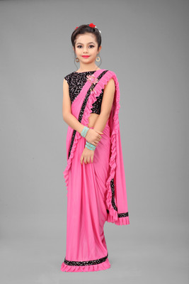 VRAJTEX FAB Embellished Bollywood Lycra Blend Saree(Pink)