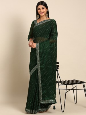 RekhaManiyar Embellished Bollywood Chiffon Saree(Green)