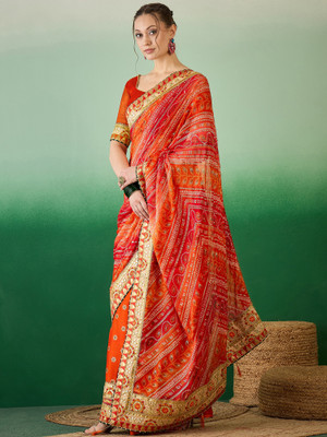 Tasrika Printed Bandhani Georgette Saree(Multicolor)