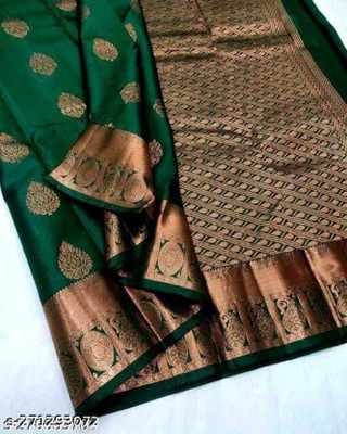 Vartul Enterprise Self Design Bollywood Jacquard Saree(Green)