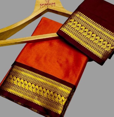 Fashion Club Collection Woven, Self Design Bollywood Cotton Silk Saree(Orange)