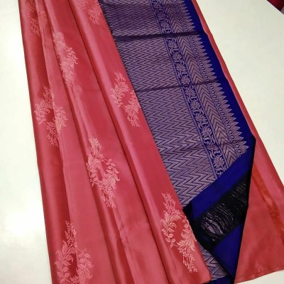 AMRUTKALA SAREES Woven Banarasi Silk Blend Saree(Pink, Blue)