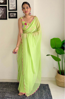 Tejmidam enterprise Embroidered Bollywood Georgette Saree(Green)