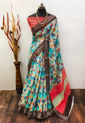 Gajal Self Design Kanjivaram Linen, Cotton Linen Saree(Blue)