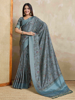 Tasrika Printed Bollywood Pure Silk Saree(Grey)