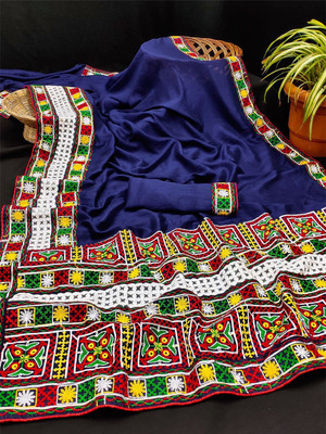 Divastri Embroidered Bollywood Art Silk Saree(Dark Blue)