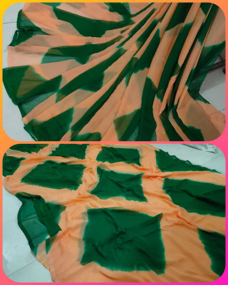 KHATRI AND SONS Color Block Bandhani Chiffon Saree(Cream)