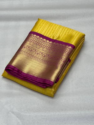 Haniya creation Woven Banarasi Art Silk Saree(Yellow)