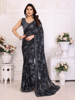 Moda Rapido Printed Bollywood Georgette Saree(Black)