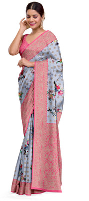 DHARMRAJ ENTERPRISE Printed Banarasi Crepe Saree(Pink)