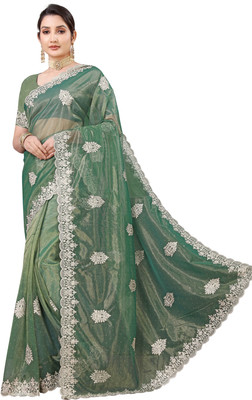 SHOBHTESH Embroidered Bollywood Net Saree(Light Green)