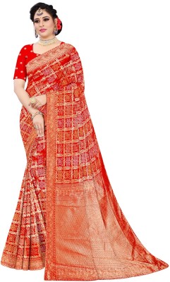 Patodia Printed Daily Wear Cotton Silk Saree(Multicolor)