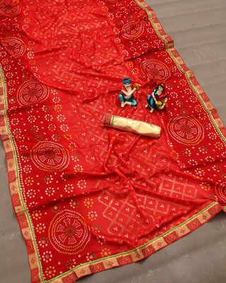 mahalaxmi fab Printed Bollywood Georgette Saree(Red)