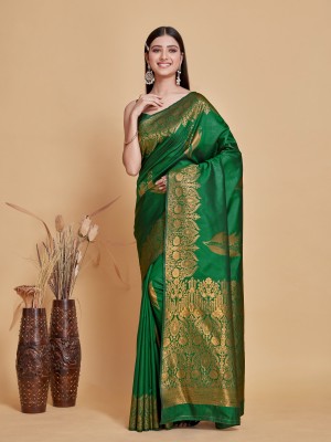 MIMOSA Woven Kanjivaram Art Silk Saree(Green)