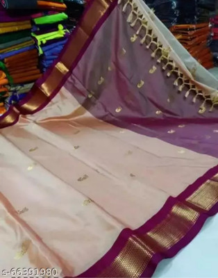 Paithani Woven Kanjivaram Pure Silk Saree(Grey)