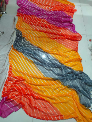 KAKADIYA CREATION Printed Bollywood Chiffon Saree(Yellow)