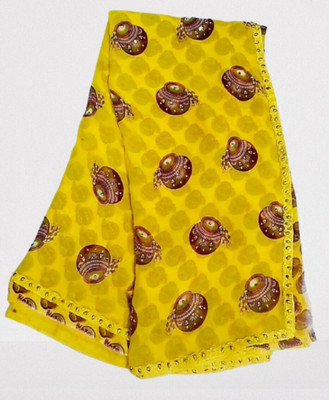 AARTI SAREES Digital Print Bollywood Chiffon Saree(Yellow)