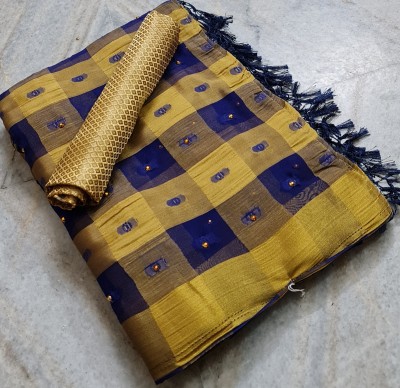 Stylish Sarees Self Design Dharmavaram Jacquard, Chiffon Saree(Dark Blue, Cream)