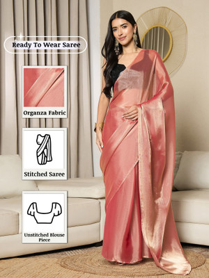 Sareemall Solid/Plain Bollywood Organza Saree(Pink)