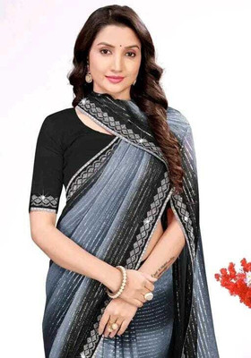 rajranitextiles Printed Bandhani Georgette Saree(Black)