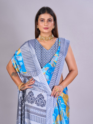 AVM SILK MILLS Printed Daily Wear Crepe Saree(Multicolor)