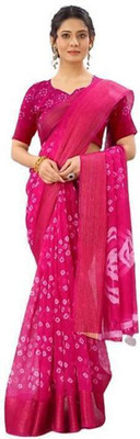 Saadhvi Printed Daily Wear Cotton Silk Saree(Pink)