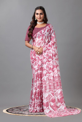 nirmal creation Printed Daily Wear Crepe Saree(Red)
