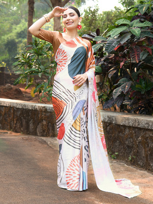 Divastri Digital Print Daily Wear Crepe Saree(Multicolor)