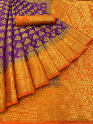 FAB WOVEN Woven Kanjivaram Art Silk Saree(Magenta)