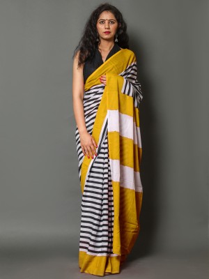 BUTA BUTI Printed Daily Wear Pure Cotton Saree(Yellow)